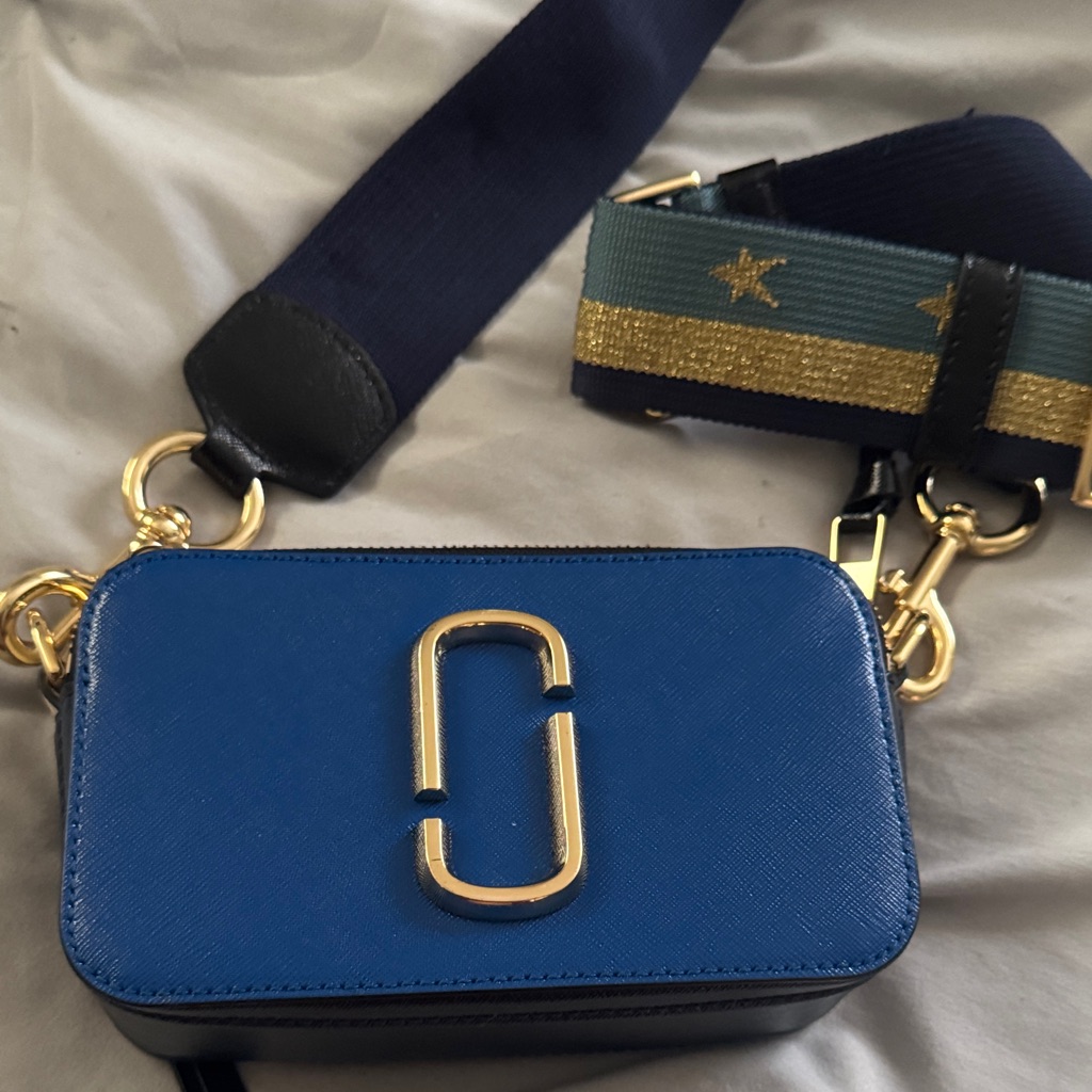 Marc Jacobs Blue Crossbody Bag With Gold Hardware